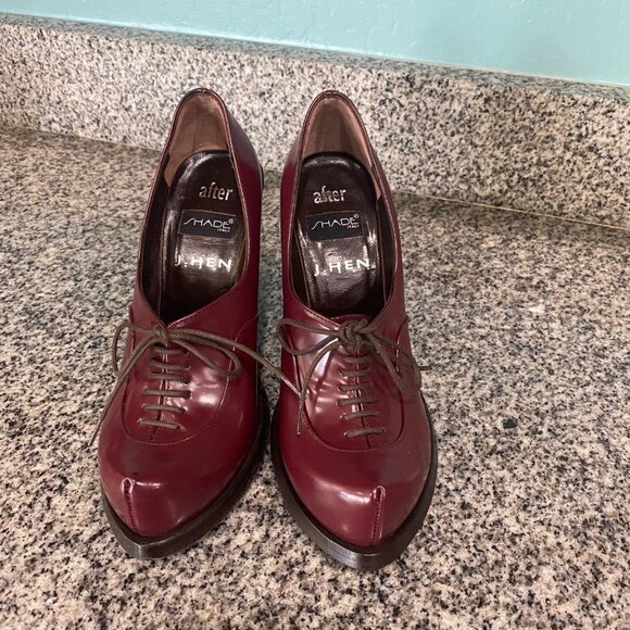Shade Italy After Vero Cuoio Made In Italy Bordo Lace Up Heel Size 6 (36.5) - Picture 2 of 10